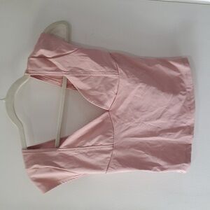 ForeFair S womens stretch nylon spandex dusty light pink cropped top